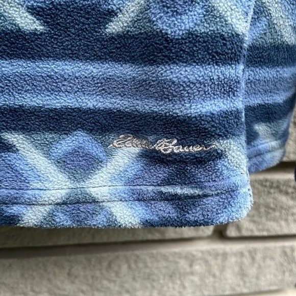 Eddie Bauer Aztec Pattern Blue 1/4 Zip Fleece Pullover S - Picture 5 of 8